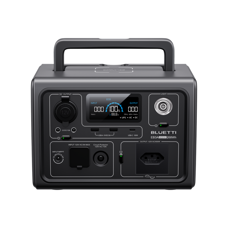 Estação de Energia Portátil EB3A Bluetti 600W 268Wh | Praticidade