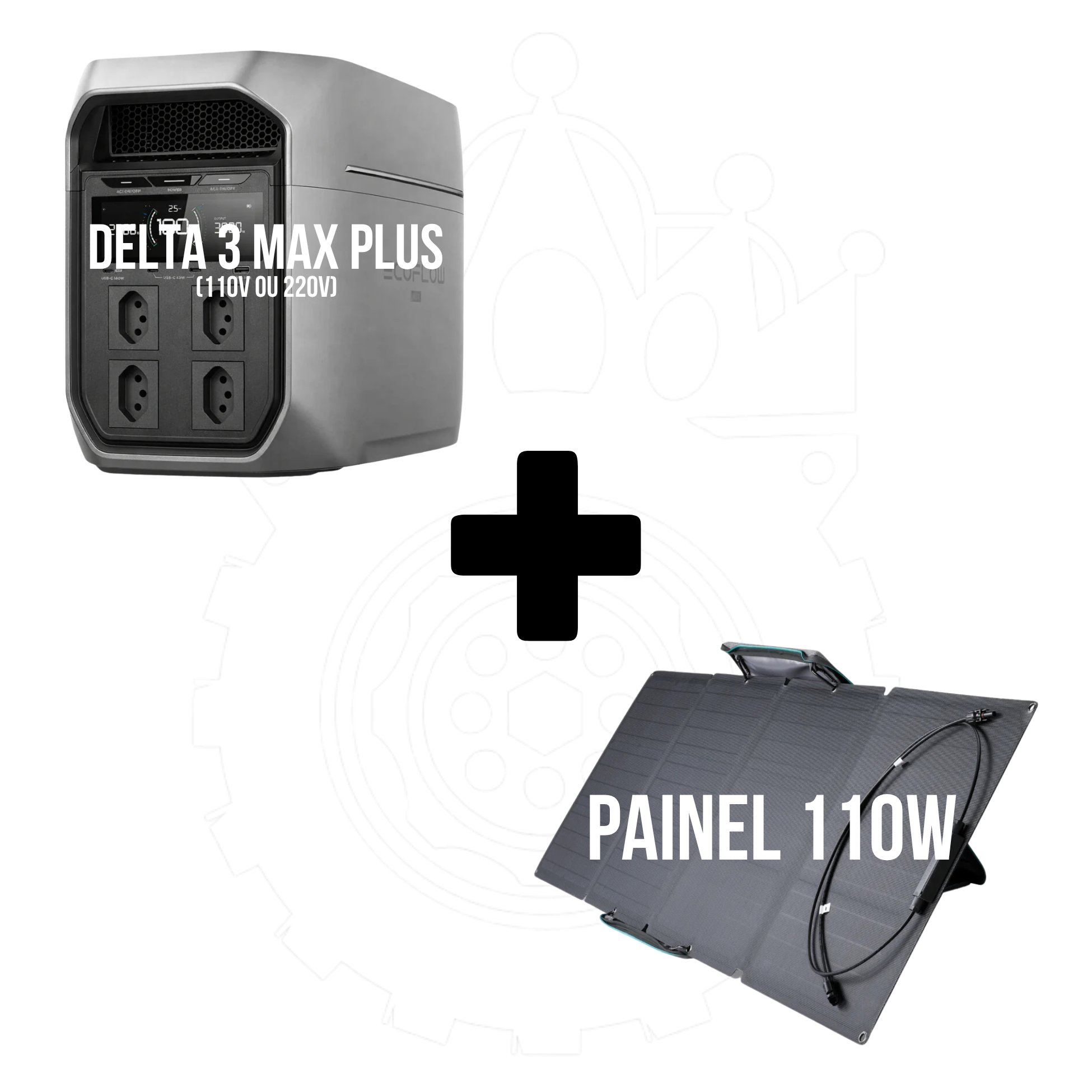 Kit Estação de Energia Portátil Delta 3 MAX PLUS + Painel Solar