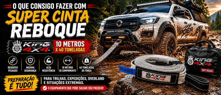 O que consigo fazer com Super Cinta Reboque King 4X4 - 10 Metros X 40 Toneladas