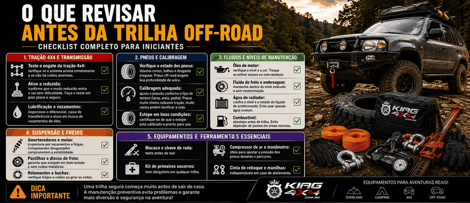 O que revisar antes da trilha off-road: checklist completo para iniciantes