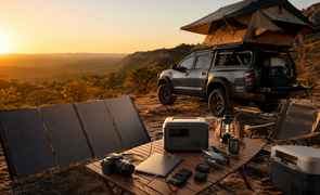 Acampamento sobre rodas ao por do sol 1